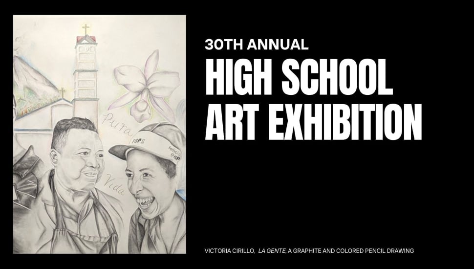 Graphic highlighting Bucks County Community College's 30th annual High School Art Exhibition.