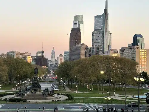 Benjamin Franklin Parkway from the Art Museum steps.
