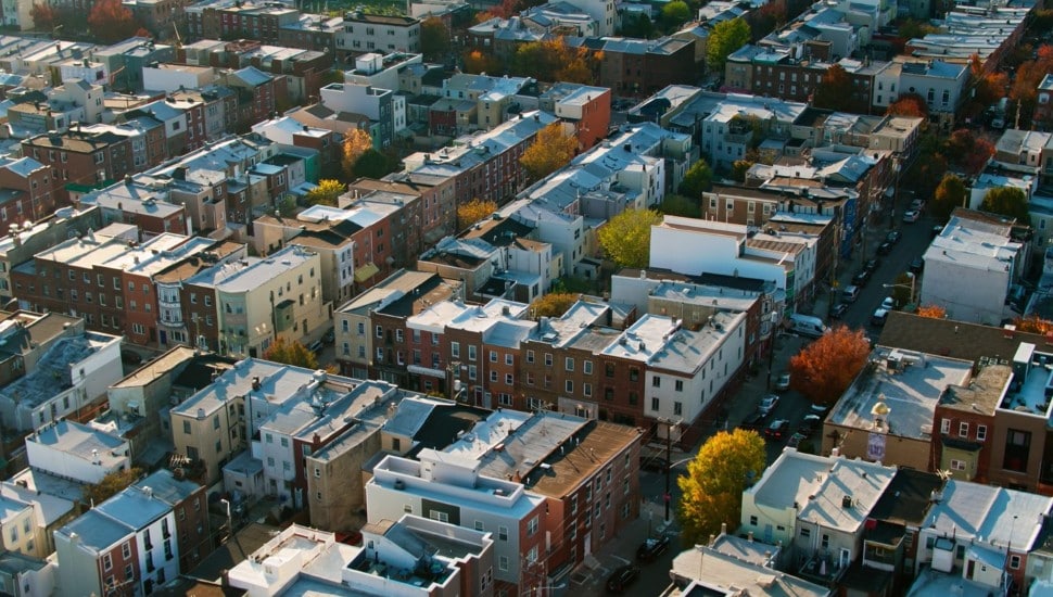 Aerial view of Philadelphia neighborhood.