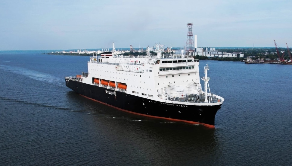 A ship on the water.