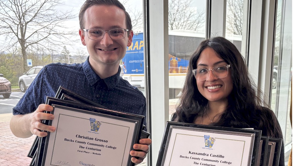 Christian Grosso and Kassandra Castillo of The Centurion holding certificates.
