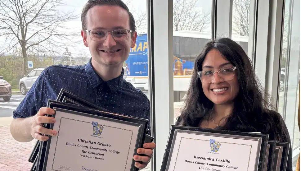 Christian Grosso and Kassandra Castillo of The Centurion holding certificates.