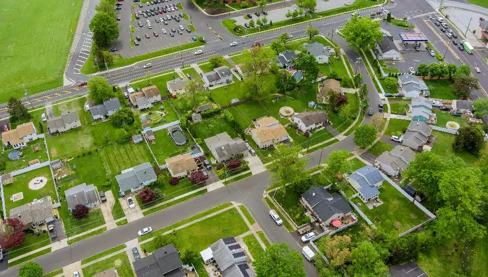 Trees dot a Bensalem neighborhood.