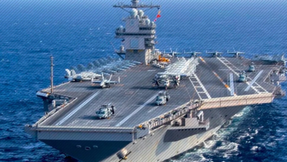 A Navy ship on the water.