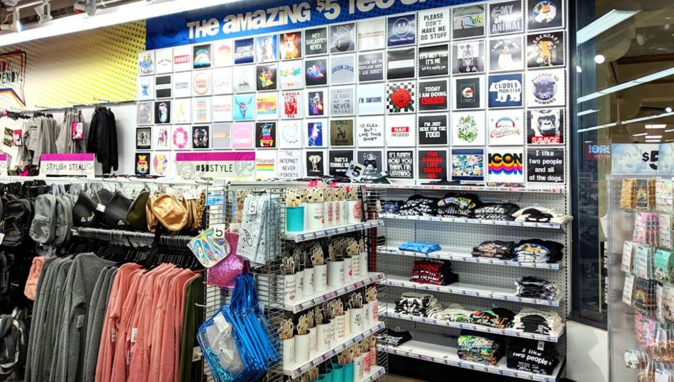 Inside a Five Below store.