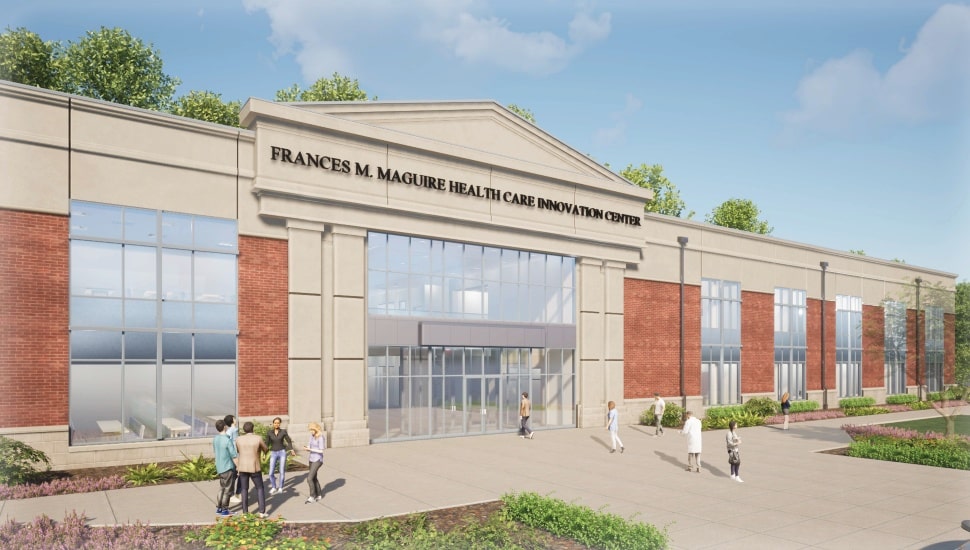 Rendering of college's new healthcare innovation center.
