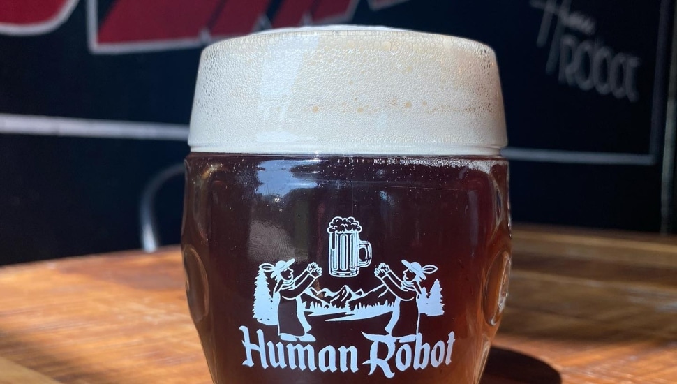 Glass of beer at Human Robot Brewing.