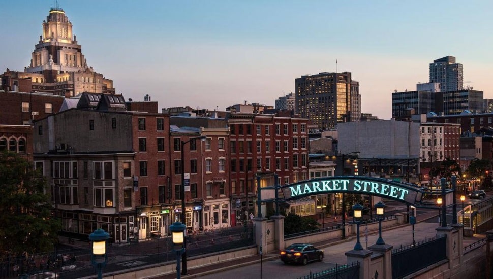 Market Street in Philadelphia's Old City neighborhood.