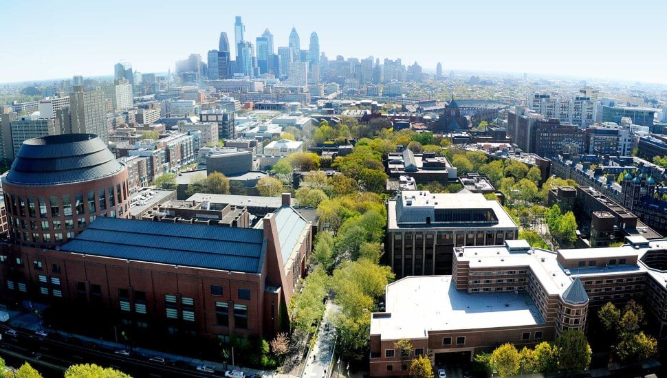 The Wharton School overhead.