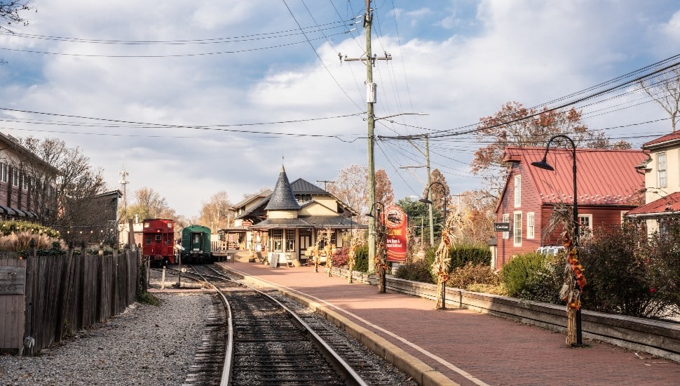 View of historic New Hope Railroad station.