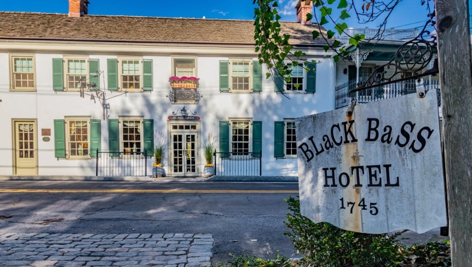 Black Bass Hotel sign in Lumberville