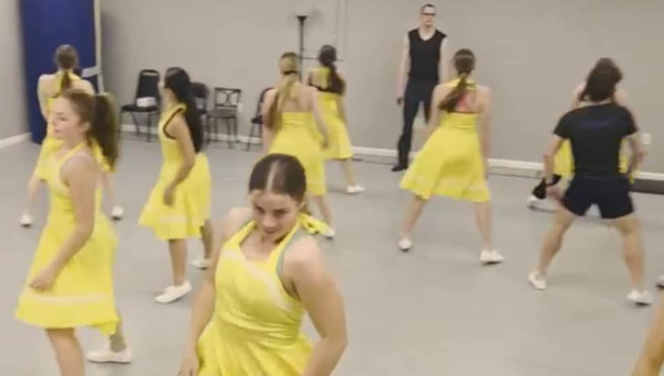 Performers from Dance Ground practice their routine for the 2025 Chita Rivera Awards event.