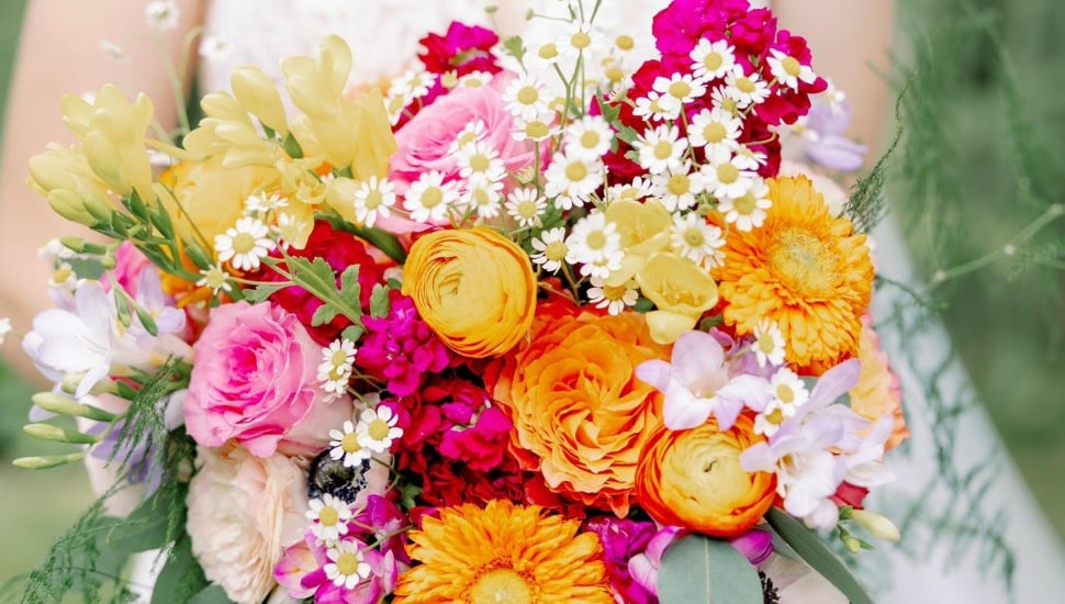 Farm Girl Florals' bouquet of flowers.