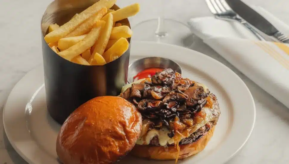 A burger and fries from La Grange.