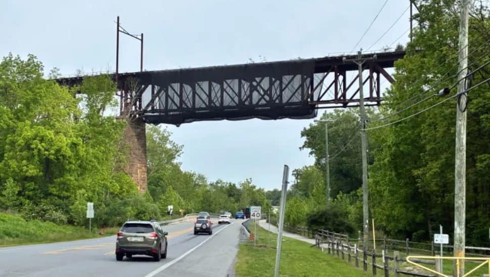 View of Trestle Bridge from below on the road.