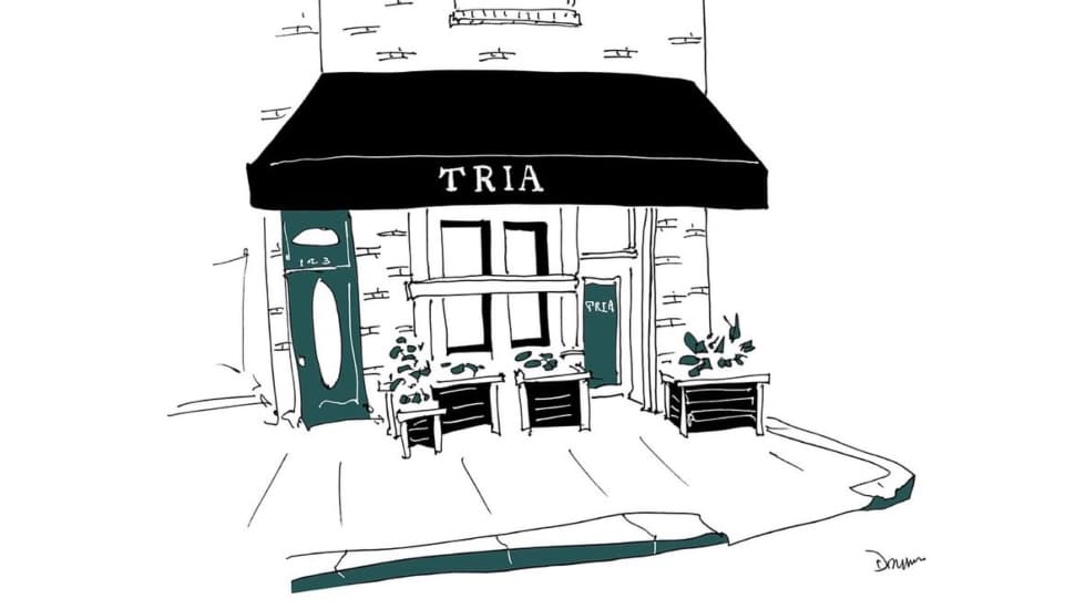 Sketch of Tria, the Rittenhouse Square cafe.