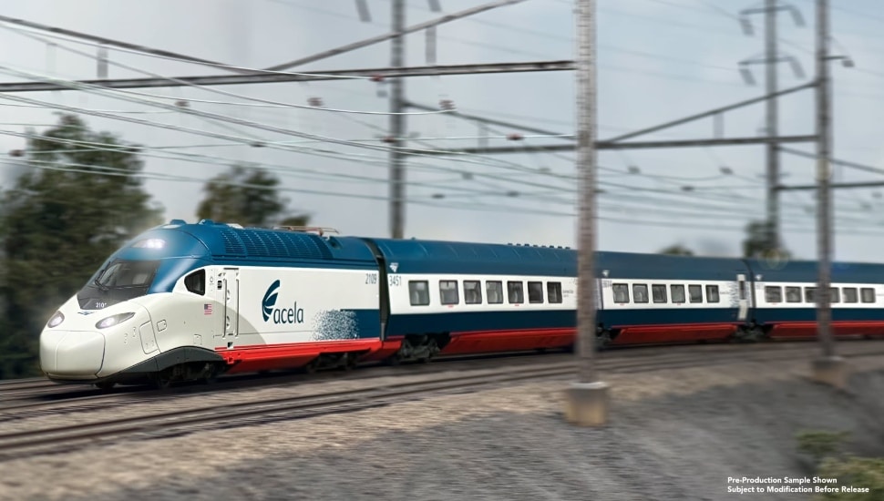 Acela model train sample.