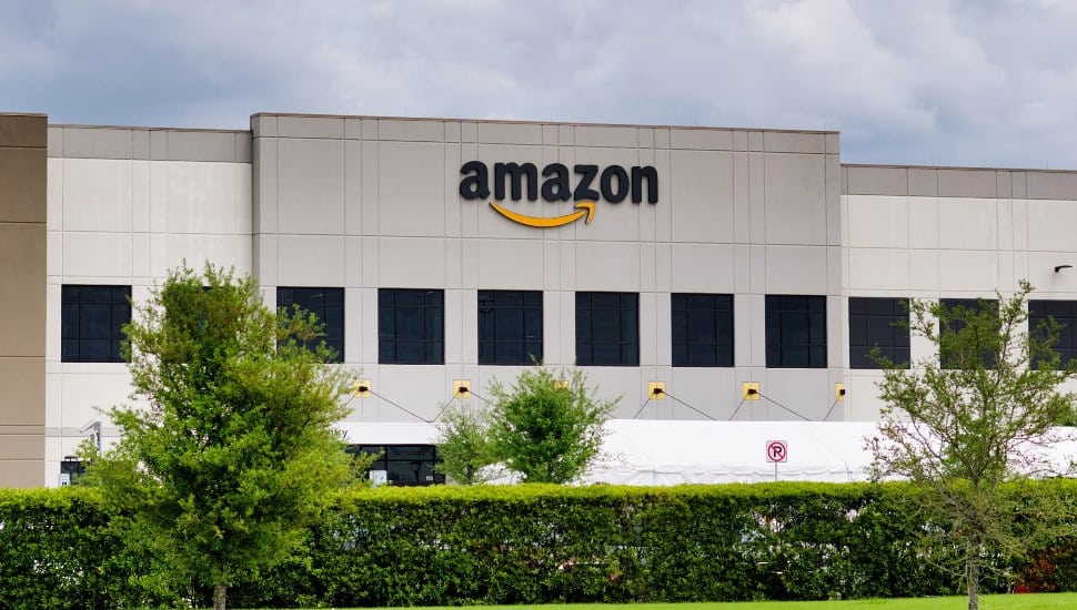 Exterior of Amazon facility.