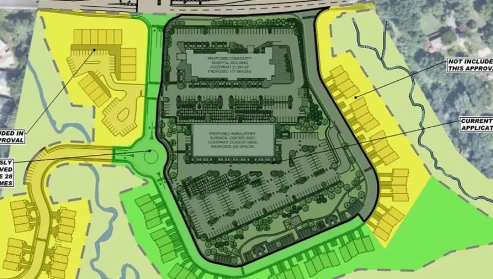The land development plan for a ChristianaCare micro-hospital in Springfield.
