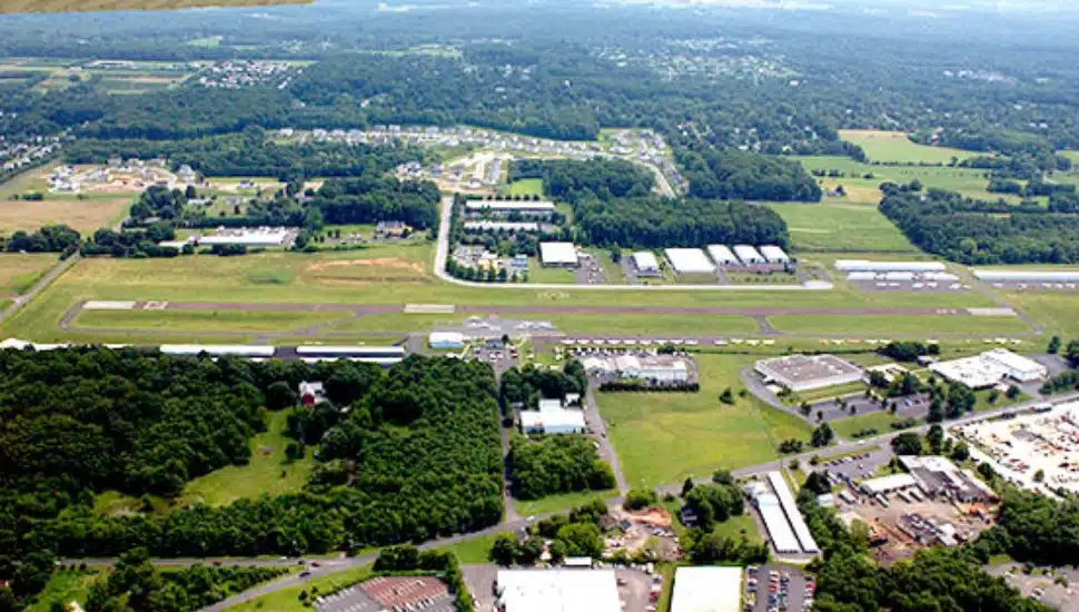 Aerial shot of Doylestown Airport.