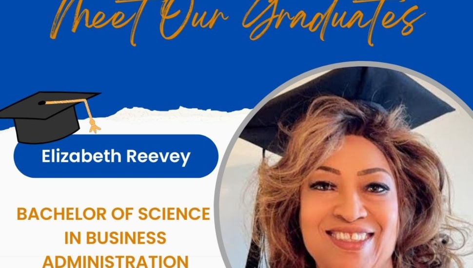 Elizabeth Reevey "Journey to Commencement" Peirce College graphic.