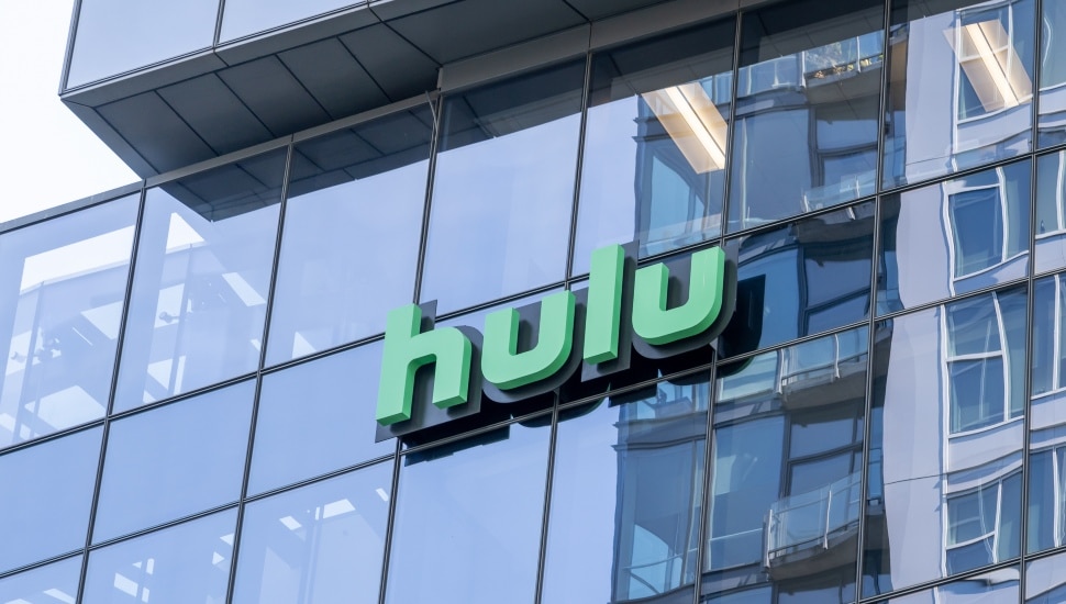 Hulu sign on building.