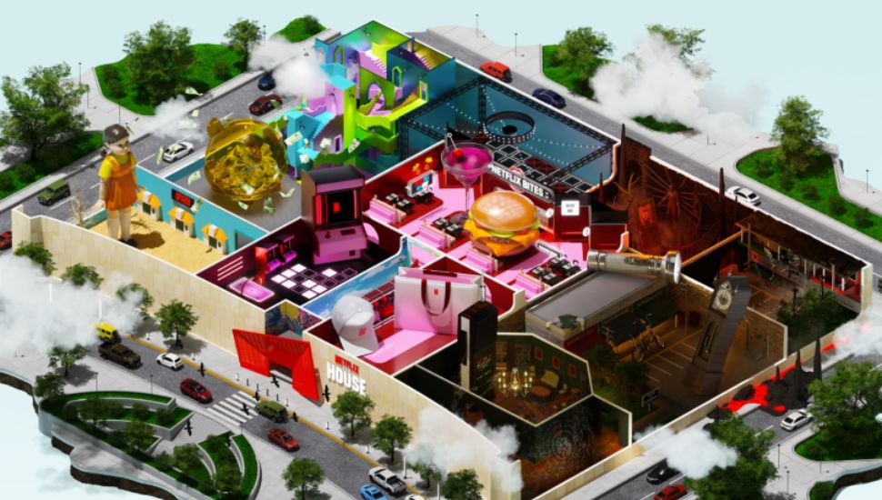 A floor map rendering of the upcoming Netflix House in King of Prussia.