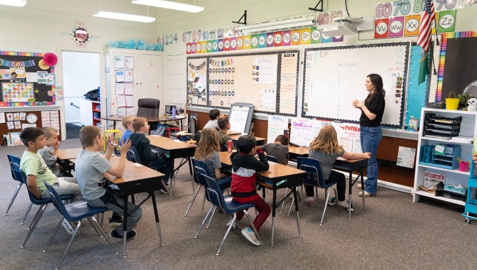 Teacher instructing students at Palisades Elementary School.