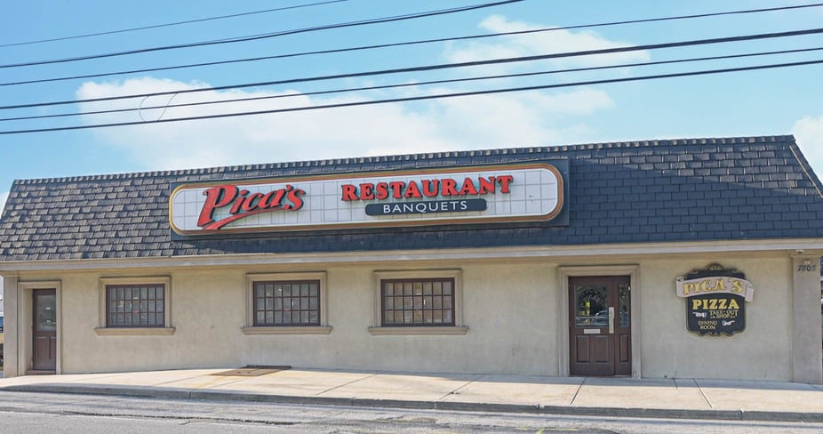 Exterior of Pica's restaurant.