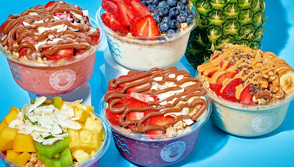 Playa Bowls's signature smoothie bowls, featuring fresh fruit, oatmeal, and tasty add-ins.