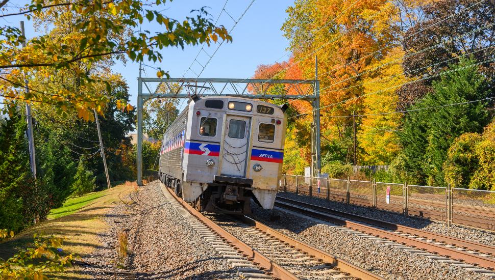 SEPTA train on the tracks.