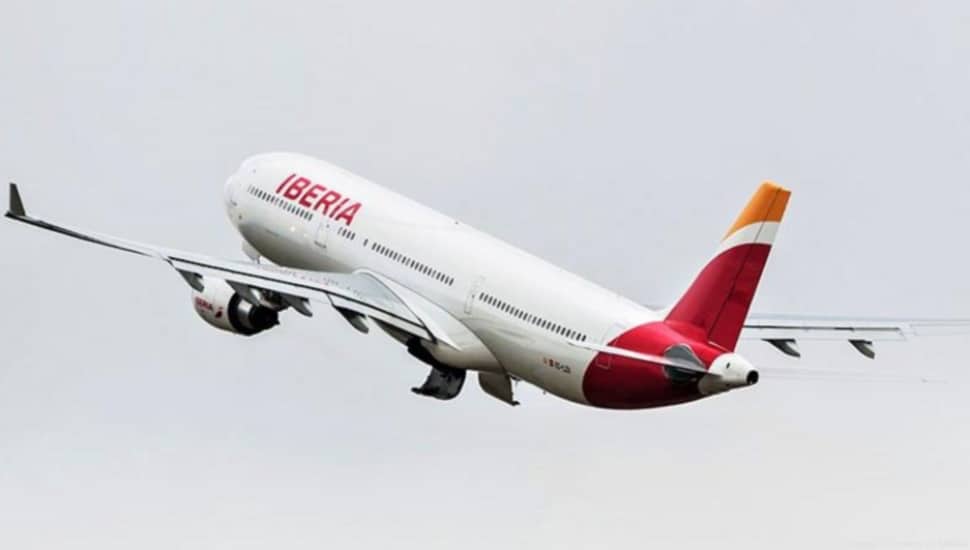 Iberia plane flying.