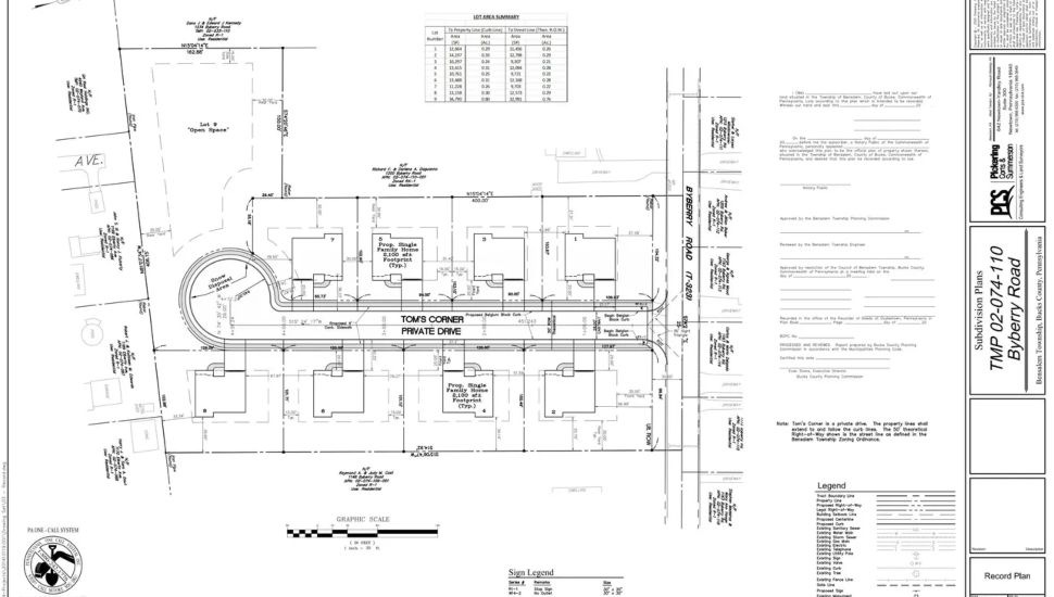 Plans for new single-family homes in Bensalem.