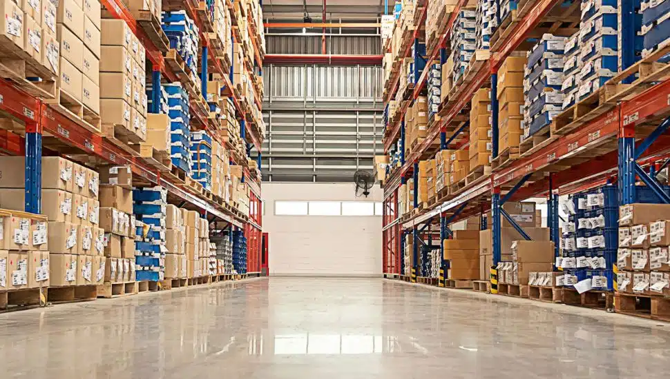 Interior of the food distributor, Derstine's, warehouse.