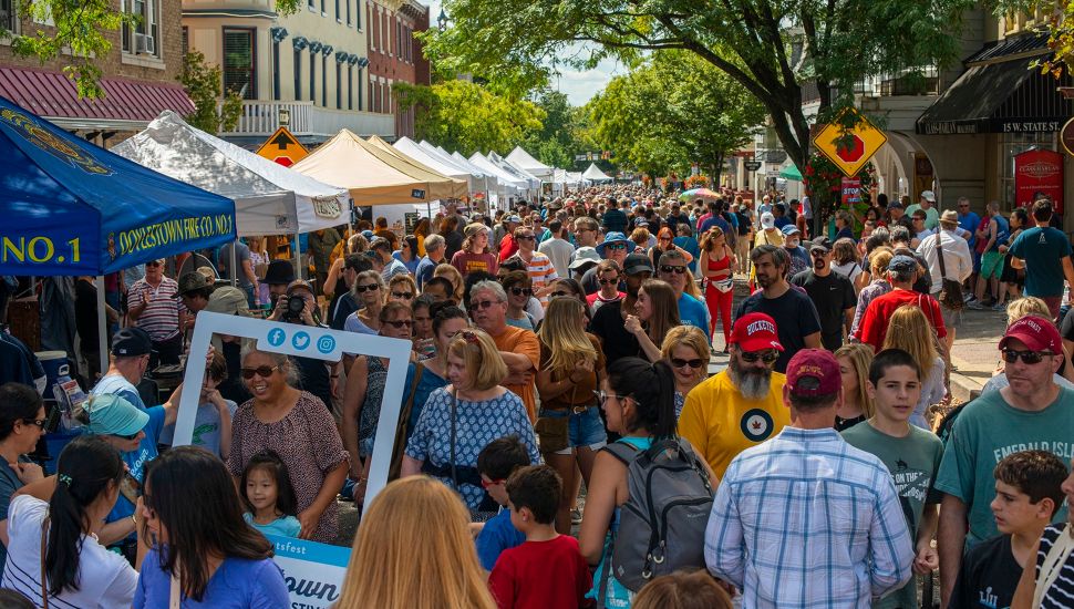 People gathered at the Doylestown Arts Festival.