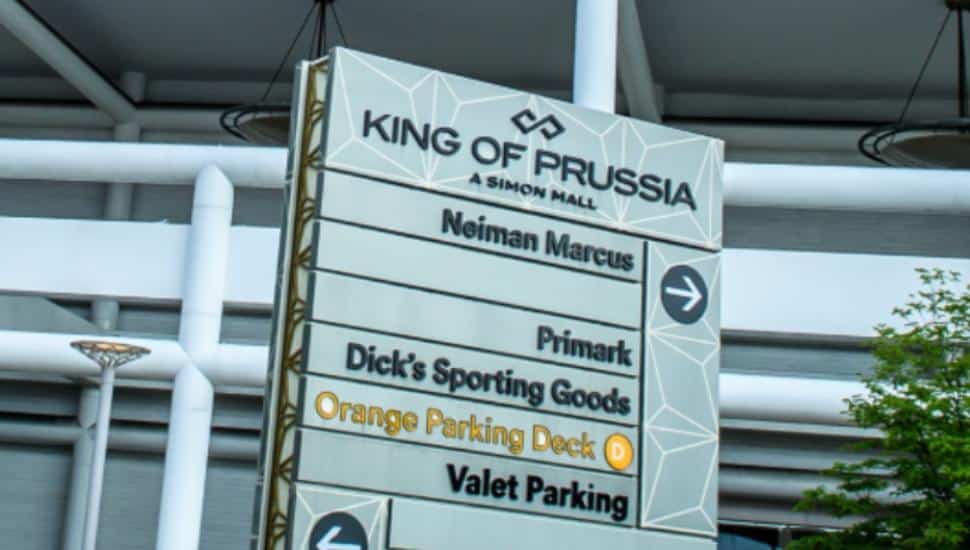 King of Prussia Mall sign.