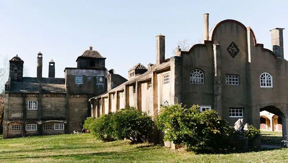Exterior of the Moravian Pottery and Tile Works museum.