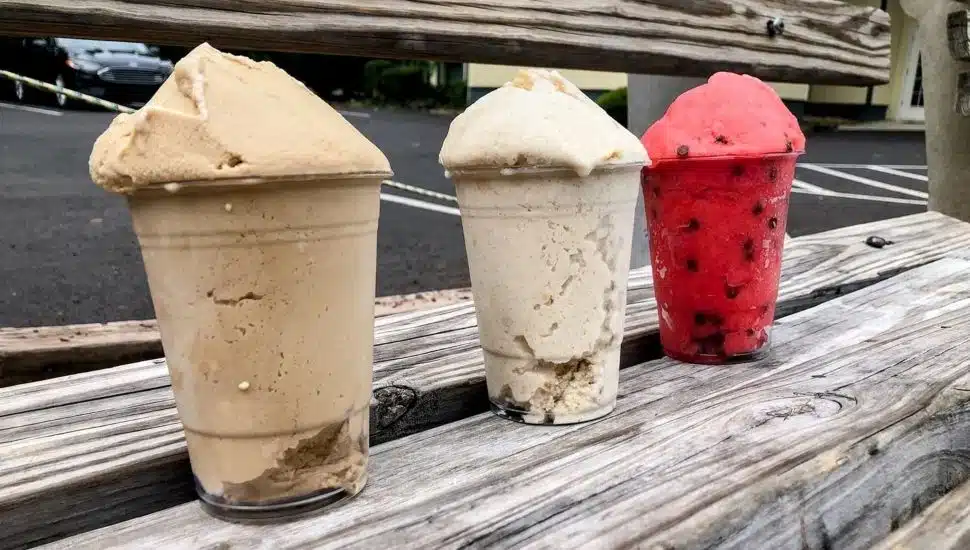 Water ice in clear cups from Newtown Ice House.