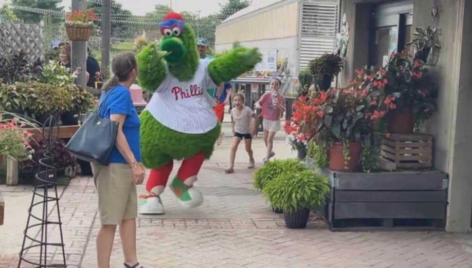 Phillie Phanatic making an appearance at the Together We Dance Foundation's ice cream event.