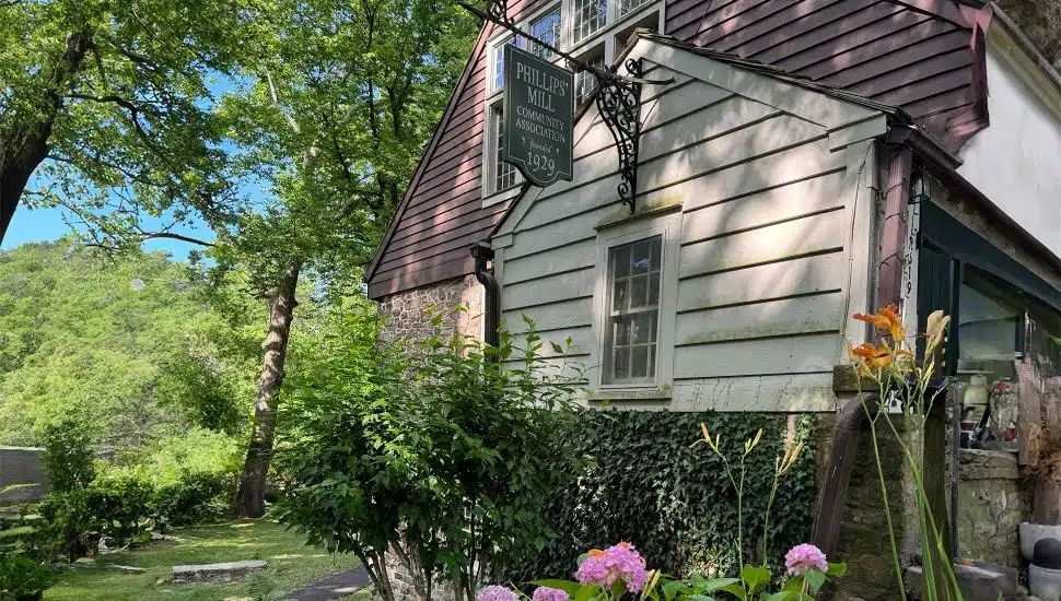 Exterior of Phillips’ Mill Community Association building.