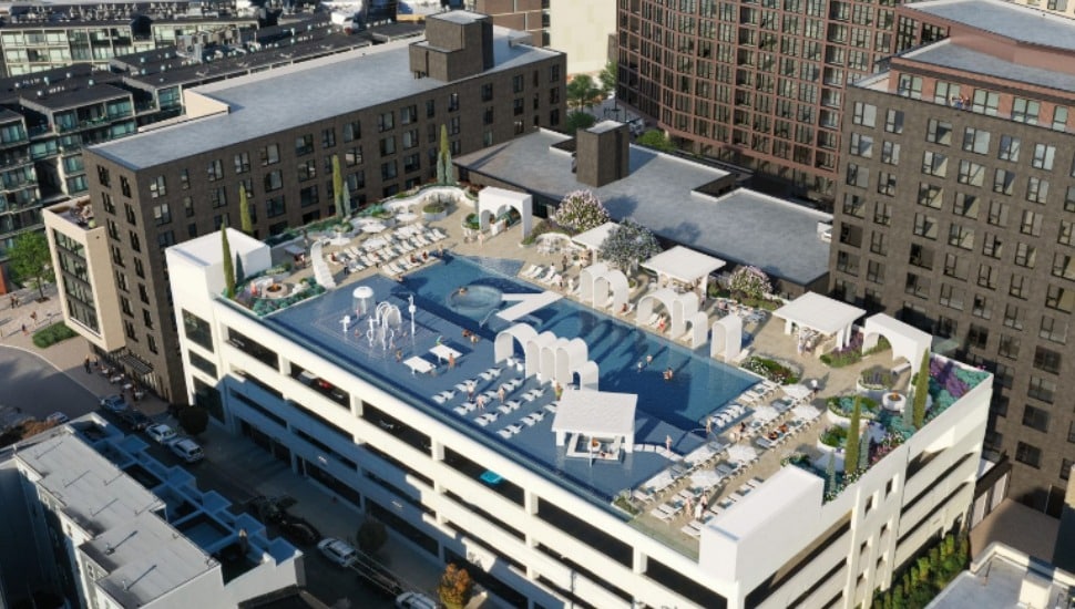 Overhead view of Piazza Alta.