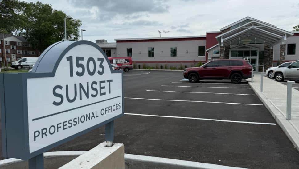 The sign out front of 1503 Sunset Drive Professional Office space.