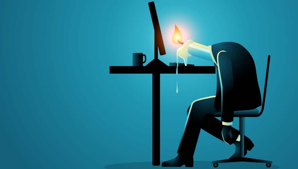 Businessman Silhouette Computer Desk Burnout Candle.