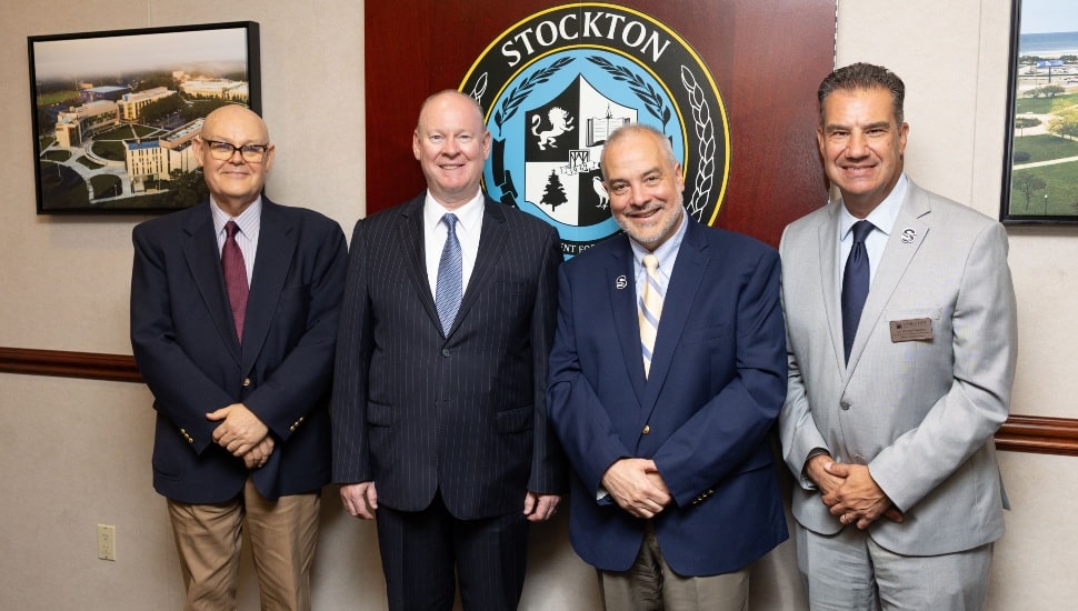 Bucks County Community College and Stockton University representatives.