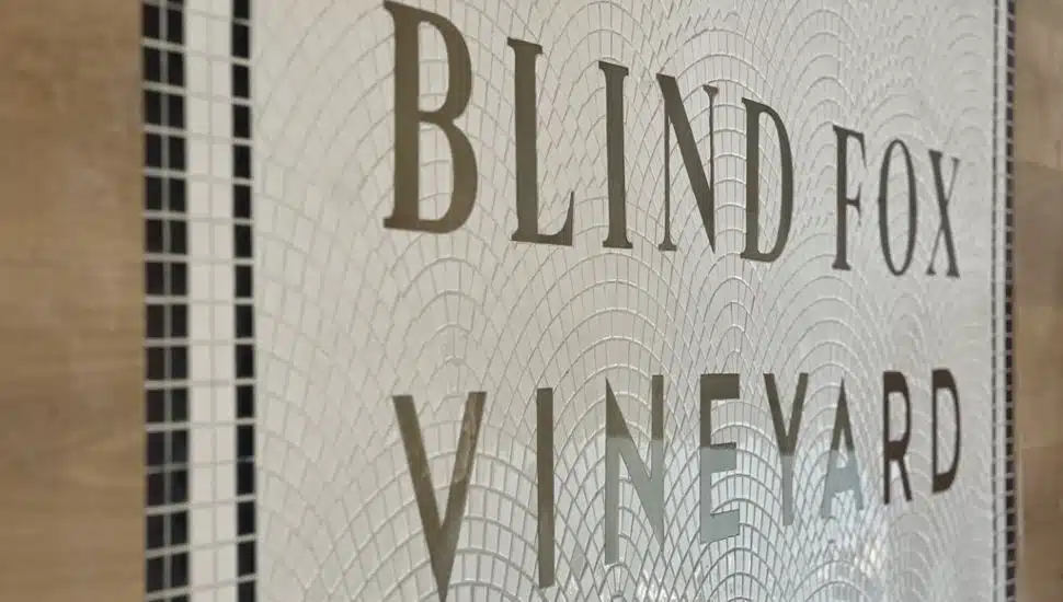 Blind Fox Vineyard sign.