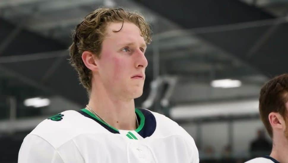 Jack Smiley in his hockey uniform.