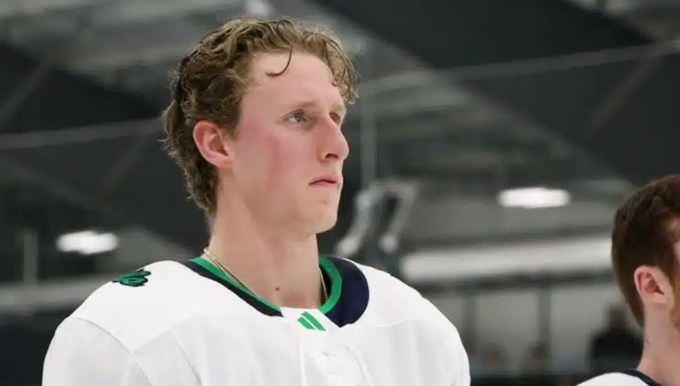 Jack Smiley in his hockey uniform.