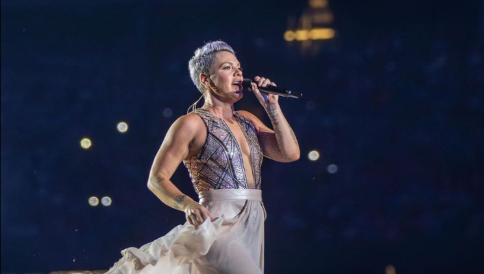 Pink singing.