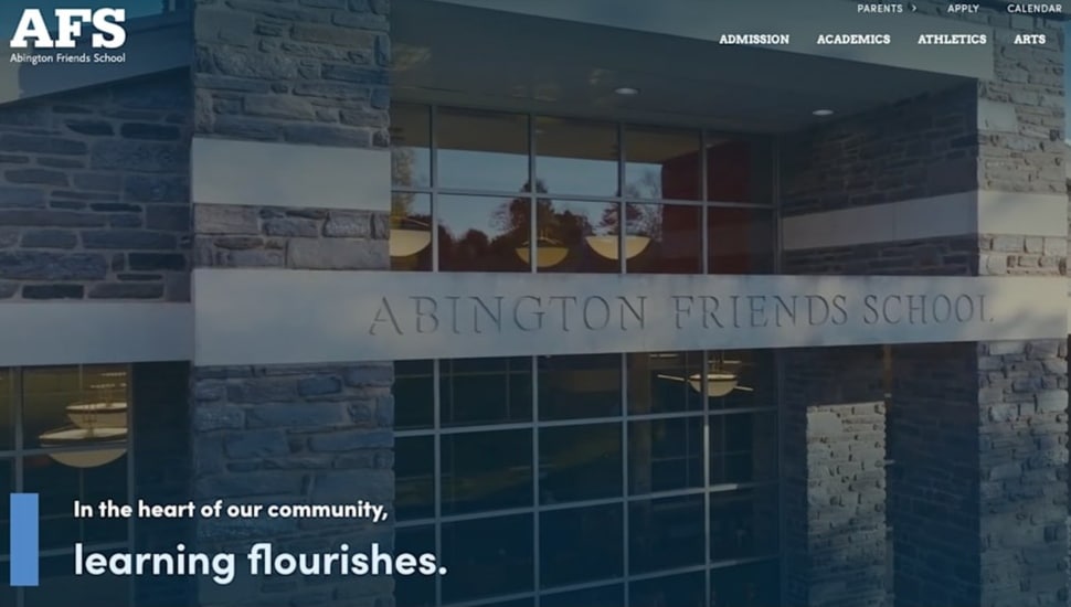 Screenshot of school's new website.