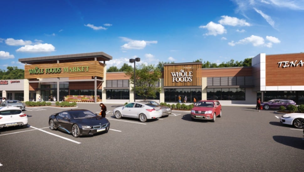 Rendering of new Whole Foods at Barn Plaza.